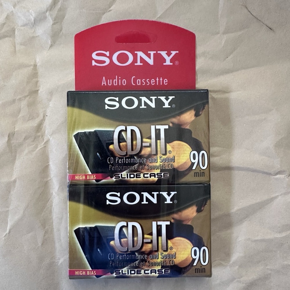 2‎ Pack Sony CD-IT High Bias 90 min Type II Audio Cassette Tape New Sealed
